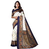 Shiv Textiles Women's Art Silk Traditional Prints Saree(131S103_White6)