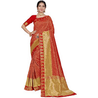 Glory Sarees Women's Banarasi Silk Blend Saree (Gs_Kara132_Red)