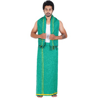 Prakasam Cotton Men's Pure Cotton Colour Dhoti (1.26X1.90Mtrs) With Matching Towel (0.74X1.50Mtrs) Set