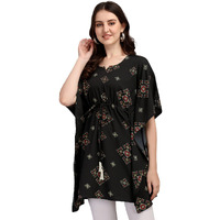 Preneum Women's Geometric Regular Fit Kaftan (Kft-1_Black S)