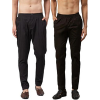 See Designs Men Black Solid Pure Cotton Men's Pyjama (Pack Of 2)_Sdcbpj157S
