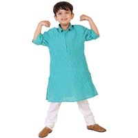 Fabindia Boy's Cotton Woven Regular Kurta (1036666Teal_Teal