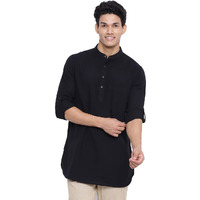 Fabindia Men's Cotton Slim Kurta Set (10739899_Black_L)