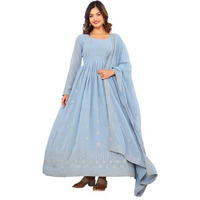 Fashion Basket Georgette Anarkali Kurta For Women Sky Blue