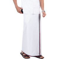 Prakasam Cotton Mens Super Soft Fabric Celebrities Flexible Size (Adjustable) Welcro Pocket Dhoti/Political Party Dhoti/Ministers Choice Dmk Readymade Dhoti