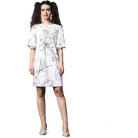 Purvaja Womens Ruffle Above Knee Length Dress (Wini-088-Croma_White_Small)