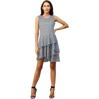 Selvia Women's Net A-Line Mini Dress (114Tkn2604-M_Grey_Medium)