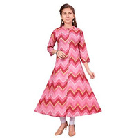 Aarika Girls Pink-White Color Zig Zag Kurti Legging Set (Kl-K-514-Pink-White-40)