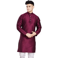 Divisive Men's Self Woven Jequard Art Silk Slim Fit Only Kurta (Dkrt410_S_Wine)
