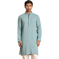 Jompers Blue Embroidered & Sequins Straight Kurta Only For Men (Blue, L)