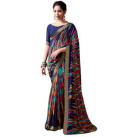 Shiv Textiles Women's Chiffon Printed & Lace Saree(Sat-540S-Multi)
