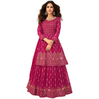 Xomantic Fashion Women's Pink Embroidered Eid Collection Salwar Suit Daupatta Set (In, Alpha, S, Regular, Pink)