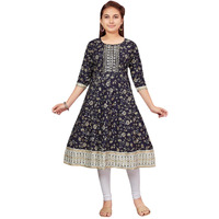 Aarika Girls Navy Blue Colour Cotton Kurti (Kurti-K-Ap-1121-Navy-Blue-40)