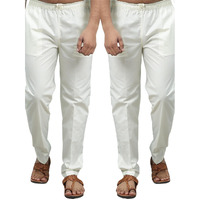 See Designs Men Off White Solid Pure Cotton Men's Pyjama (Pack Of 2)_Sdcbpj165S