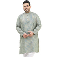 Sojanya Plus (Since 1958) Men's Silk Blend Teal Green Self Design Only Long Kurta