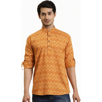 Sojanya (Since 1958 Men's Cotton Mustard Printed Only Short Kurta