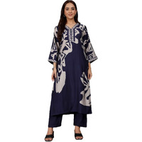Varanga Women Abstract Printed V Neck Flared Sleeve Kurta With Trouser
