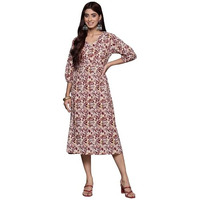 Varanga Women Maroon Floral Printed Midi Dress
