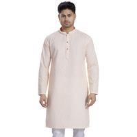 Divisive Men's Thread Embroidered Cotton Only Slim Fit Kurta (Dkrt640_Xxl_Peach)