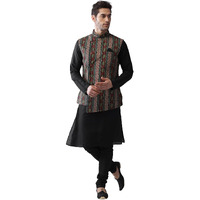 Kisah Men Printed Kurta Jacket Set, Full Sleaves, Knee Length, Straight, Regular Fit, Mandarin Collar Ethnic Wear