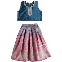 Aarika Girls Ethnic Wear Teal Blue Colour Solid Silk Lehenga Choli Set-(1 Years-3 Years)-(Lch-Shm-7004-T-Blue-18)
