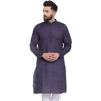 Jompers Men's Chicken Cotton Kurta. (Navy, M)
