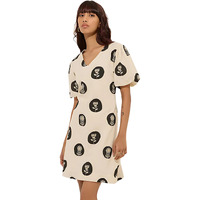 Leriya Fashion Viscose Rayon Fusion Knee-Length Women Party Dress (Lf-Fs-Wd8002_Beige