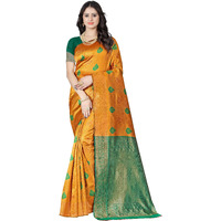Sugathari Women's Banarasi Saree Pure Kanjivaram Silk Soft New Ladies 2024 Design Wear Pattu Sarees Latest Cotton Party Sari Collections With Blouse Piece For Wedding Sadi (Pari-185-Mustard)