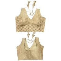 Vihu Fashion Women's Heavy Mono Banglori Solid Sleeveless Regular Blouse (Vf B Kathakali Gold 36