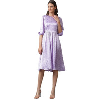 Kotty Women's Fit And Flare Floral Printed Dress Lavendor