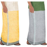 Prakasam Cotton Mens Multi Colour Thalapathi Stripes Border(1.28X2.00Mtrs) Solid Men Dhoti