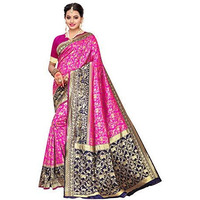 Satrani Silk With Blouse Piece Saree (1319St101_Pink_One Size)