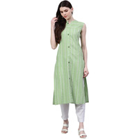 Stylum Women's Striped Rayon Straight Kurta (Solopista40_Pista, L)