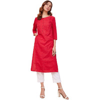 Fabindia Women's Cotton Woven Regular Kurta (1038018Red_Red