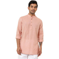 Fabindia Men's Cotton Solid Regular Kurta (1037084Peach_Orange