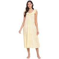 Fabindia Women Cotton Printed Beach Dress Yellow_L