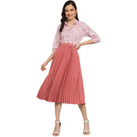Kzully Women's Rayon A-Line Midi Dress (A1_Peach-M