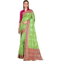 Glory Sarees Womens Banarasi Organza Silk Saree With Blouse Piece (Amrutam101_Green)