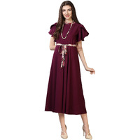 Oomph! Women's Western & Fusion Wear Midi Dresses For Women, Beach, Purple - Md69