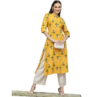 Stylum Women's Printed Rayon A-Line Kurta (Mustardrave36_Yellow, S)