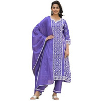 Varanga Ethnic Jall All Over Thread Embroidered Chikankari Kurta With Trouser & Dupatta