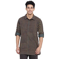 Fabindia Men Cotton Printed Slim Fit 2Pc Set Green_S