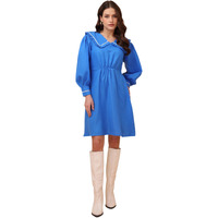 Purvaja Womens V-Neck Fit & Flared Cotton Blend Dress (Floe-038-Xxl_Blue)