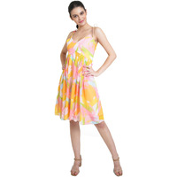 Purvaja Womens Fit & Flare Above Knee Length Dress (Floe-026_Peach_Medium)
