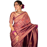 Flosive Women's Beautiful Hot Shine Kanjivaram Wedding Saree With Blouse Piece (Wine)