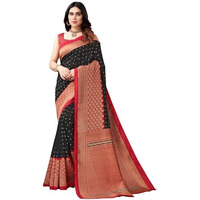 Shiv Textiles Women's Art Silk Traditional Prints Saree(143S102_Black & Beige)
