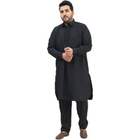 Sojanya Plus (Since 1958), Men's Cotton Black Pathani Kurta Salwar Set