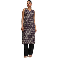 Varanga Women Paisley Printed V Neck Sleeveless Kurta Purple