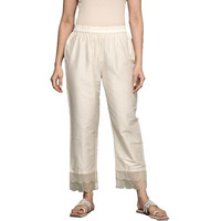 Varanga Women Off White Zari Embroidered Bottom
