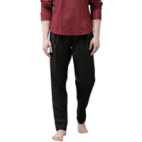 See Designs Black Cotton Regular Fit Pyjamas Drawstring Closure 2 Side Pockets_Sdpj107M